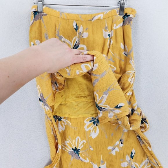 Oneill Skirt Womens Small Yellow Floral Maxi Double Slit Beach Swim Cover Casual - Picture 11 of 16